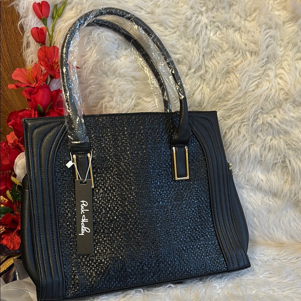 Pink Haley Black Shoulder Bag with Textured Design